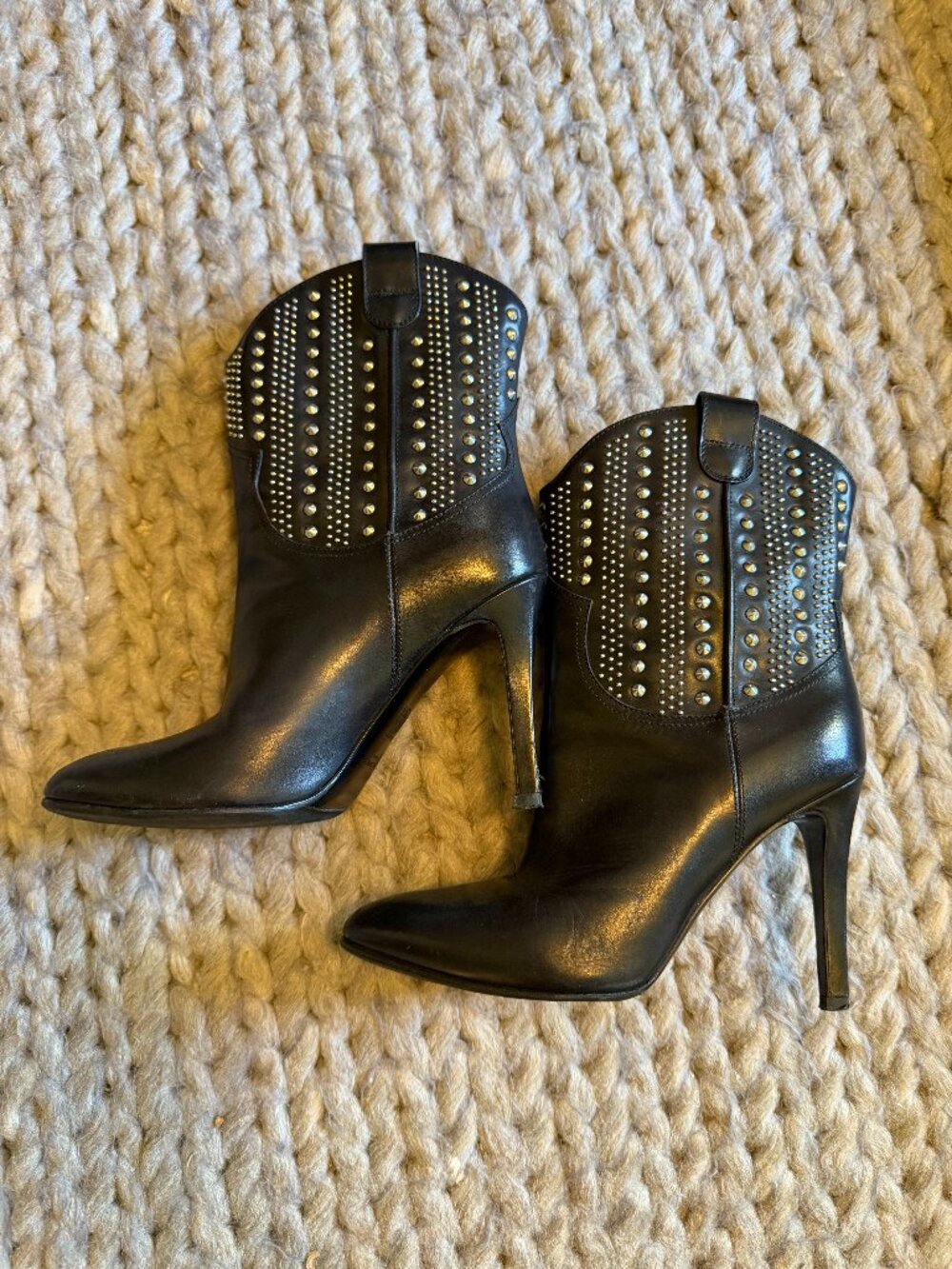 Saint Laurent Debbie Studded Leather Boots Yves Saint Laurent Size 36.5 - Picture 2 of 13